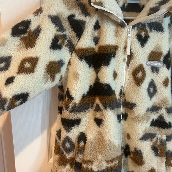 Columbia Beige Western Print Womens Zip Up Winter Warmth Zip Up Size XS - Picture 2 of 9